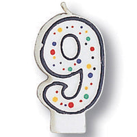 6 pc Bulk Polka Dot #9 Candles - Birthday Party Supplies by Creative Converting