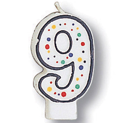 6 pc Bulk Polka Dot #9 Candles - Birthday Party Supplies by Creative Converting