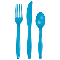 Bulk 288 pc Turquoise Assorted Plastic Cutlery  - Solid Color Party Tableware by Creative Converting