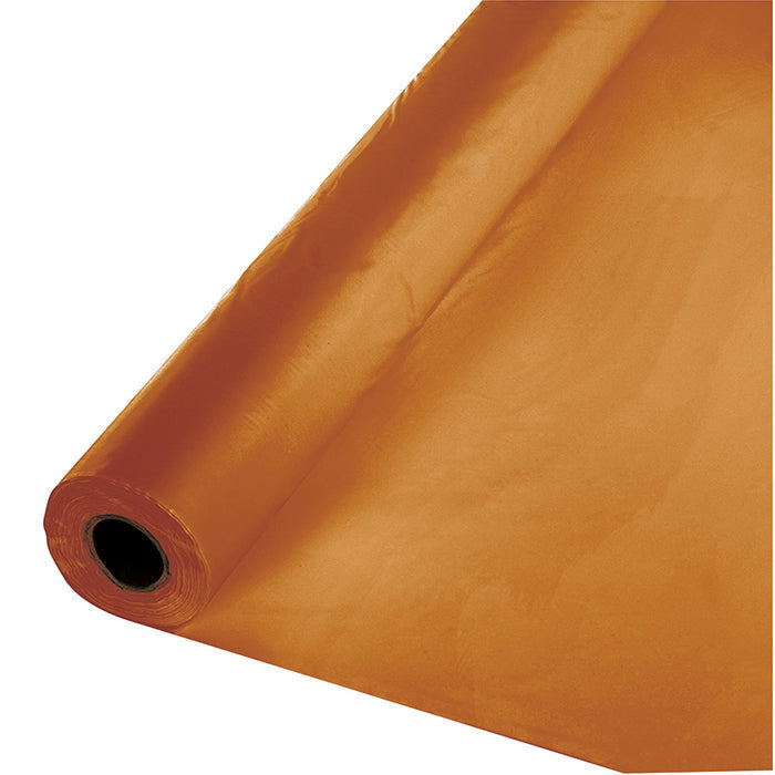 Pumpkin Spice Orange Plastic Banquet Roll 100ft x 40 inch - Solid Color Party Tableware by Creative Converting