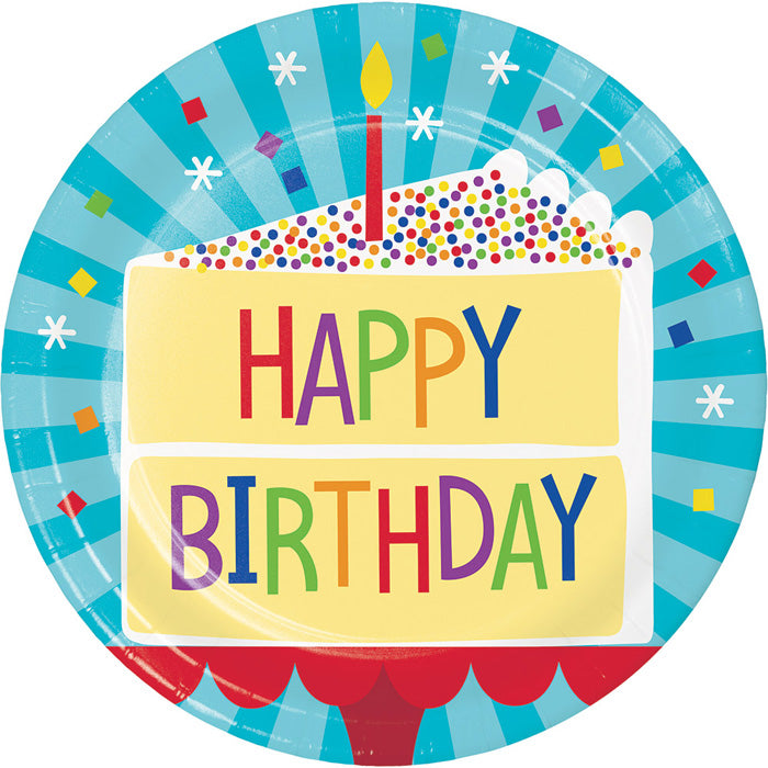Cake Birthday Dessert Plates (Case of 96) - Birthday Party Supplies by Creative Converting
