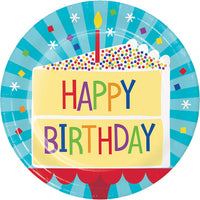 Cake Birthday Dessert Plates (Case of 96) - Birthday Party Supplies by Creative Converting