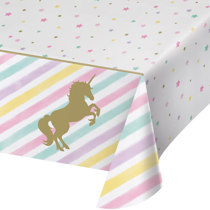 6 pc Bulk Sparkle Unicorn Plastic Table Covers - Birthday Party Supplies by Creative Converting