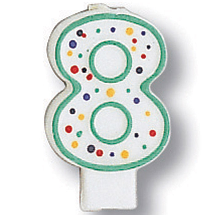6 pc Bulk Polka Dot #8 Candles - Birthday Party Supplies by Creative Converting