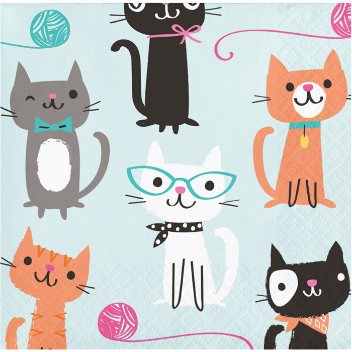 192 pc Bulk Purr-fect Cat Party Beverage Napkins - Birthday Party Supplies by Creative Converting