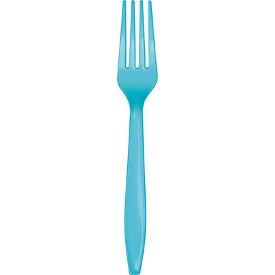 Bulk 288 pc Bermuda Blue Plastic Forks  - Solid Color Party Tableware by Creative Converting