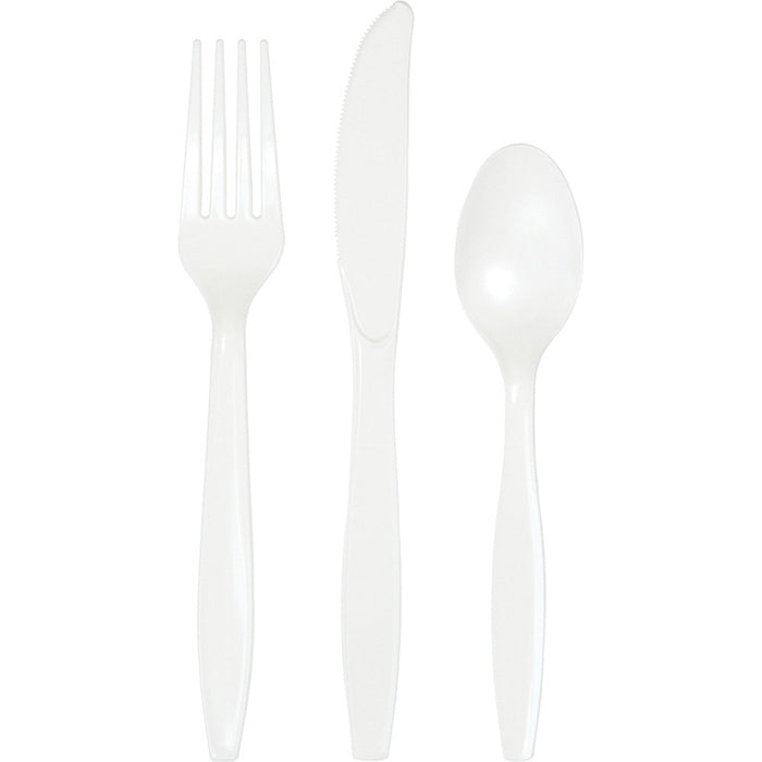Bulk 216 pc White Value Friendly Assorted Plastic Cutlery  - Solid Color Party Tableware by Creative Converting