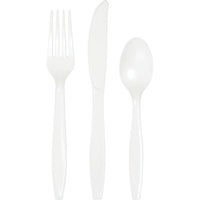 Bulk 216 pc White Value Friendly Assorted Plastic Cutlery  - Solid Color Party Tableware by Creative Converting