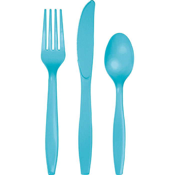 Bulk 288 pc Bermuda Blue Assorted Plastic Cutlery  - Solid Color Party Tableware by Creative Converting
