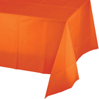 Bulk 12 pc Sunkissed Orange Plastic Table Covers 54 inch x 108 inch - Solid Color Party Tableware by Creative Converting