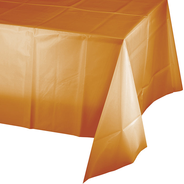 Bulk 12 pc Pumpkin Spice Orange Plastic Table Covers 54 inch x 108 inch - Solid Color Party Tableware by Creative Converting