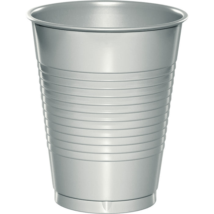 Bulk 240 pc Shimmering Silver 16 oz Plastic Cups - Solid Color Party Tableware by Creative Converting
