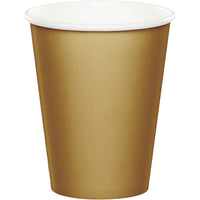 Bulk 240 pc Glittering Gold 9 oz Hot & Cold Cups - Solid Color Party Tableware by Creative Converting