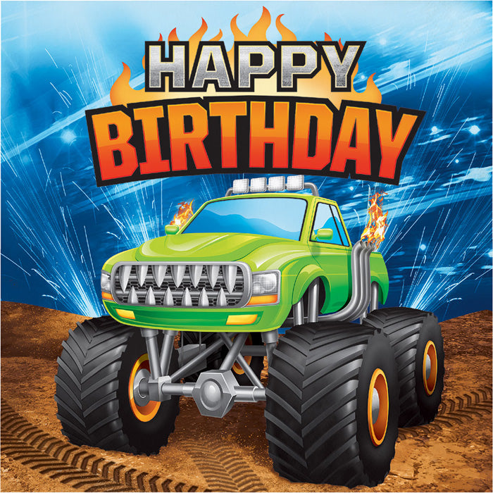 192 pc Bulk Monster Truck Happy Birthday Luncheon Napkins - Birthday Party Supplies by Creative Converting