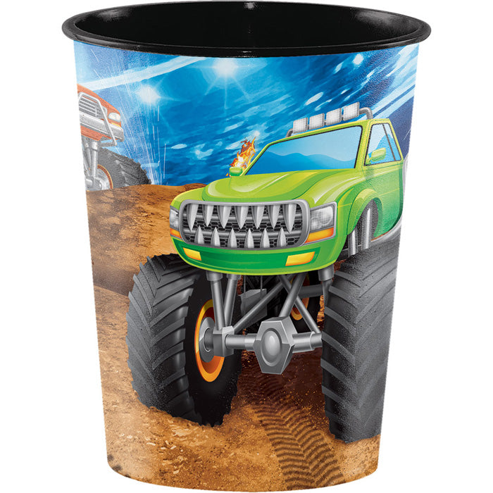 12 pc Bulk Monster Truck 16 oz Plastic Cups - Birthday Party Supplies by Creative Converting