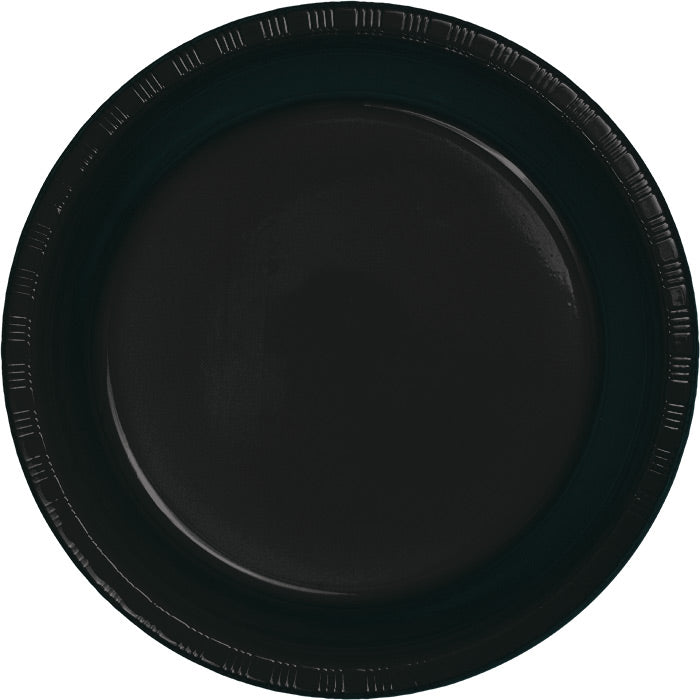 Bulk 240 pc Black Velvet Plastic Banquet Plates 10.25 inch - Solid Color Party Tableware by Creative Converting