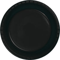 Bulk 240 pc Black Velvet Plastic Banquet Plates 10.25 inch - Solid Color Party Tableware by Creative Converting