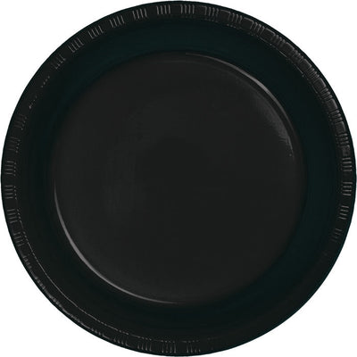 Bulk 240 pc Black Velvet Plastic Banquet Plates 10.25 inch - Solid Color Party Tableware by Creative Converting