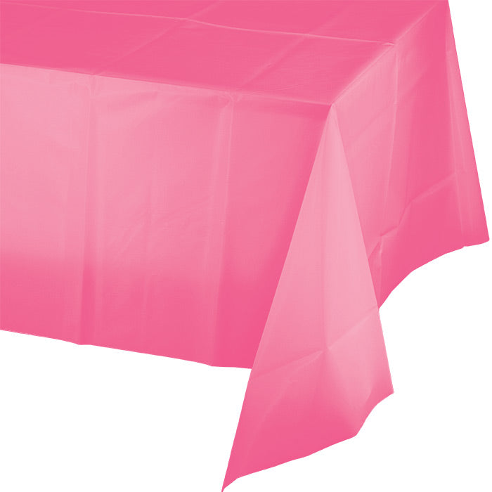 Bulk 12 pc Candy Pink Plastic Table Covers - Solid Color Party Tableware by Creative Converting