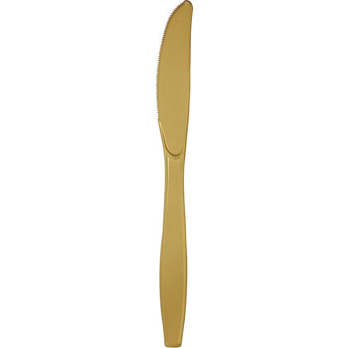 Bulk 288 pc Glittering Gold Plastic Knives  - Solid Color Party Tableware by Creative Converting