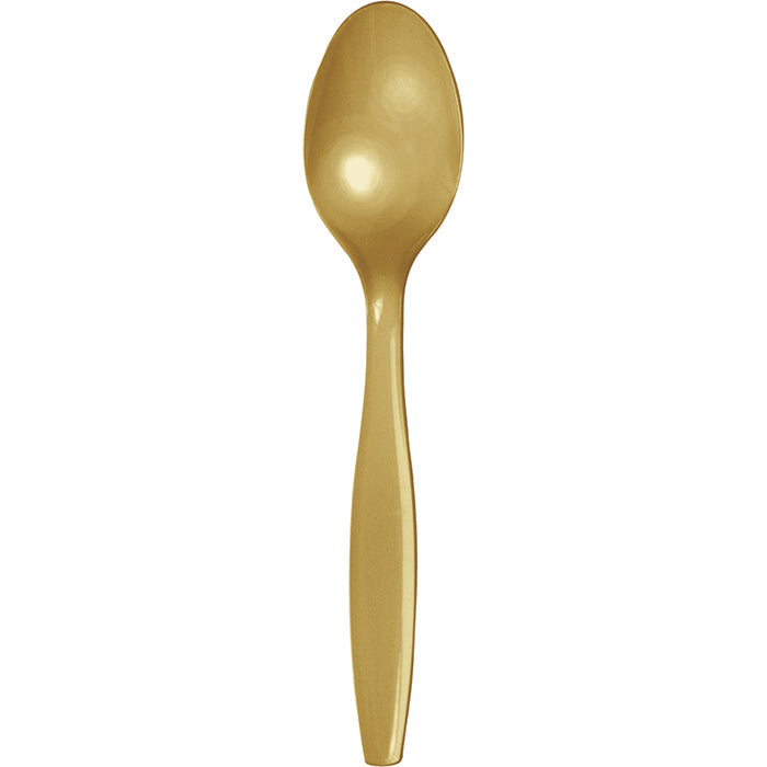 Bulk 288 pc Glittering Gold Plastic Spoons  - Solid Color Party Tableware by Creative Converting