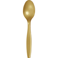 Bulk 288 pc Glittering Gold Plastic Spoons  - Solid Color Party Tableware by Creative Converting