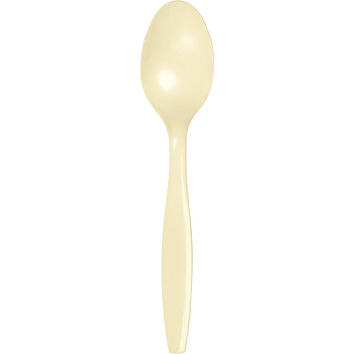 Bulk 288 pc Ivory Plastic Spoons  - Solid Color Party Tableware by Creative Converting