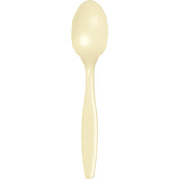 Bulk 288 pc Ivory Plastic Spoons  - Solid Color Party Tableware by Creative Converting