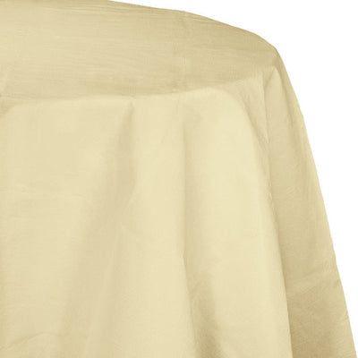 Bulk 12 pc Ivory Round Paper Table Covers 82 inch - Solid Color Party Tableware by Creative Converting