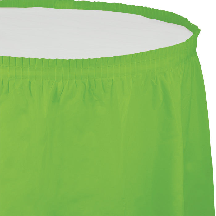 Bulk 6 pc Fresh Lime Plastic Tableskirt 29 inch x 14 ft - Solid Color Party Tableware by Creative Converting