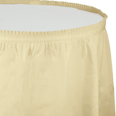Bulk 6 pc Ivory Plastic Tableskirt 29 inch x 14 ft - Solid Color Party Tableware by Creative Converting