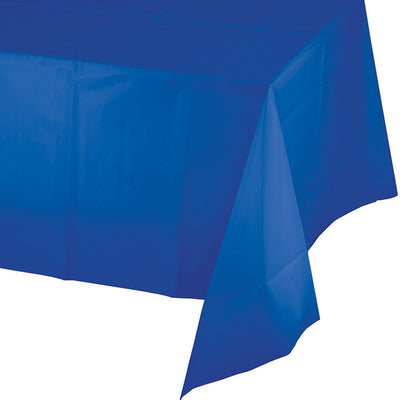 Bulk 12 pc Cobalt Blue Value Friendly Plastic Table Cover - Solid Color Party Tableware by Creative Converting