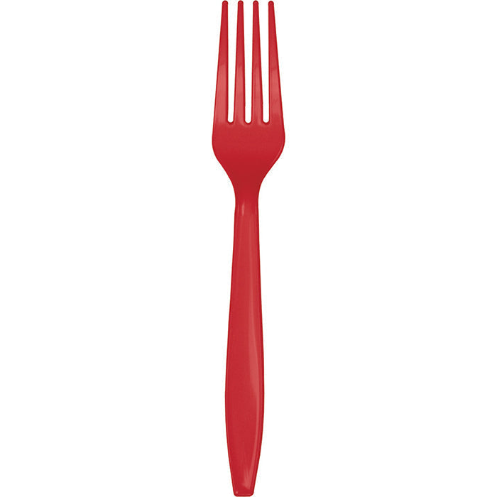 Bulk 288 pc Classic Red Plastic Forks  - Solid Color Party Tableware by Creative Converting