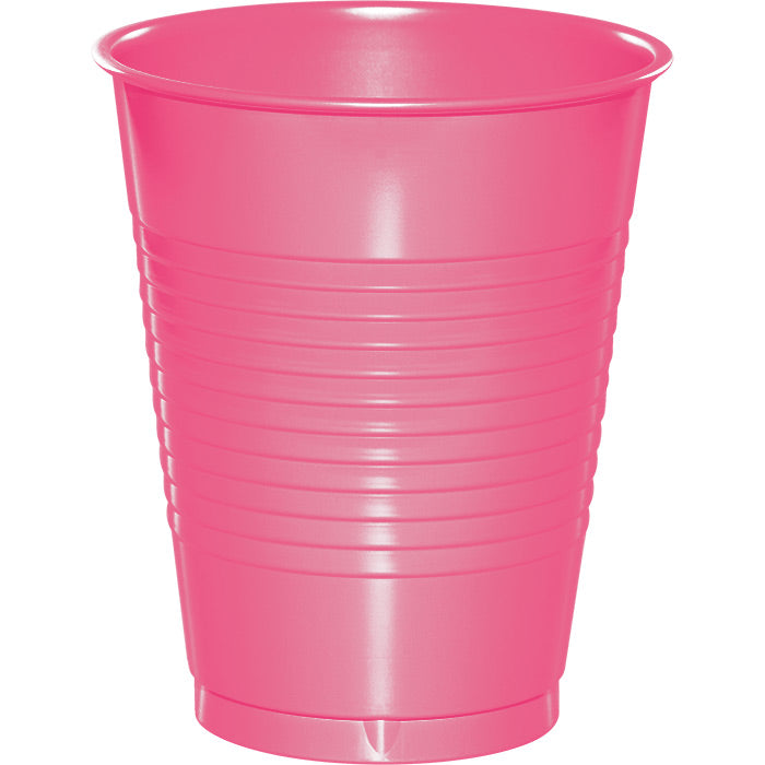 Bulk 240 pc Candy Pink 16 oz Plastic Cups - Solid Color Party Tableware by Creative Converting