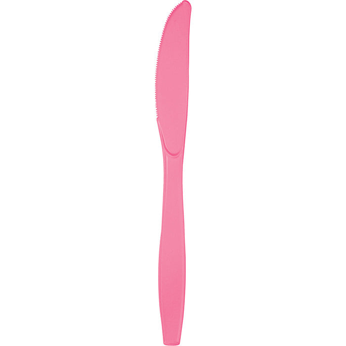 Bulk 288 pc Candy Pink Plastic Knives  - Solid Color Party Tableware by Creative Converting