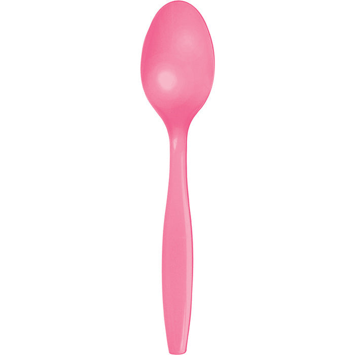 Bulk 288 pc Candy Pink Plastic Spoons  - Solid Color Party Tableware by Creative Converting