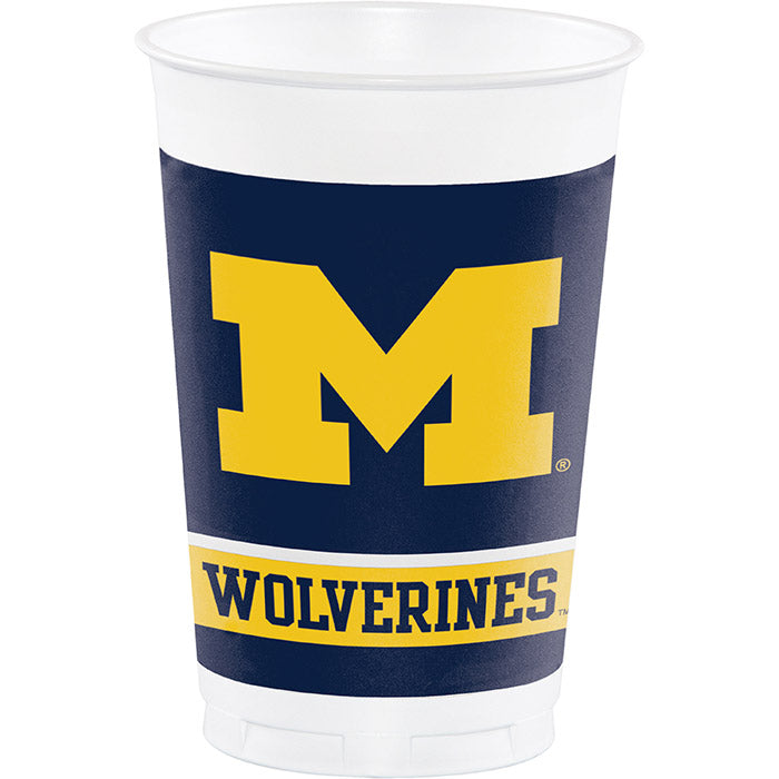 96 pc Bulk University of Michigan 20 oz Plastic Cups - Sports Party Supplies by Creative Converting