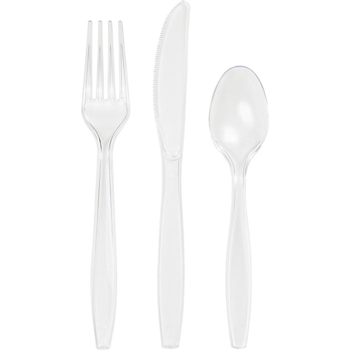 Bulk 216 pc Clear Value Friendly Assorted Plastic Cutlery  - Solid Color Party Tableware by Creative Converting