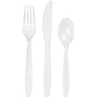 Bulk 216 pc Clear Value Friendly Assorted Plastic Cutlery  - Solid Color Party Tableware by Creative Converting