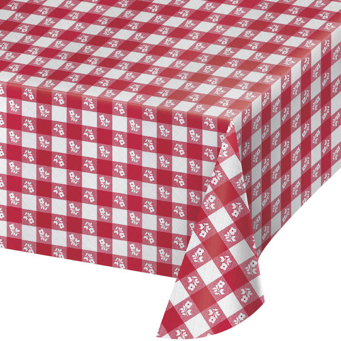 12 pc Bulk Red Gingham 54" x 108" Plastic Table Covers - Party Themes by Creative Converting