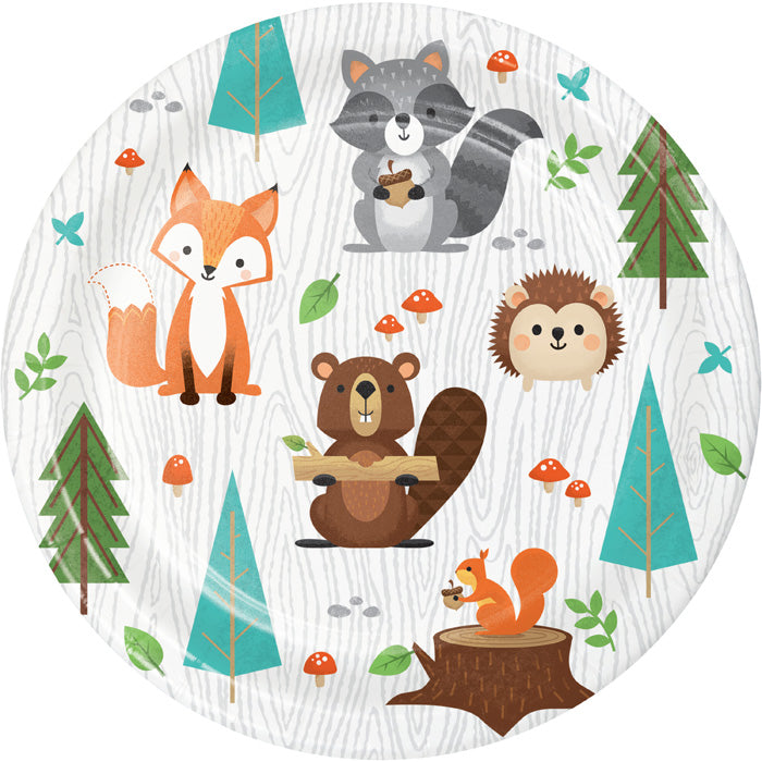 96 pc Bulk Wild One Woodland Animals Dessert Plates - Birthday Party Supplies by Creative Converting