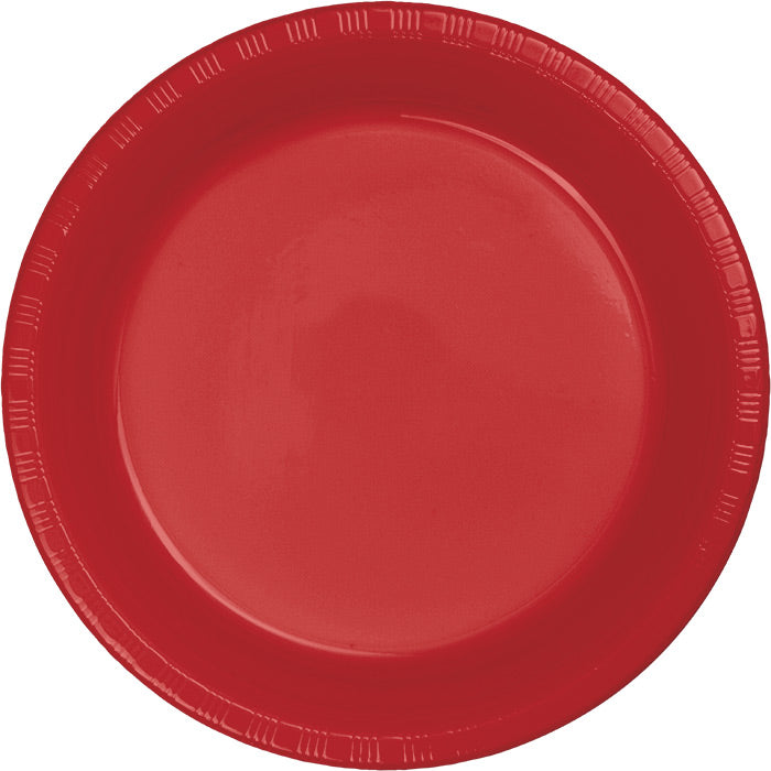 Bulk 240 pc Classic Red 6.75 inch Plastic Dessert Plates - Solid Color Party Tableware by Creative Converting