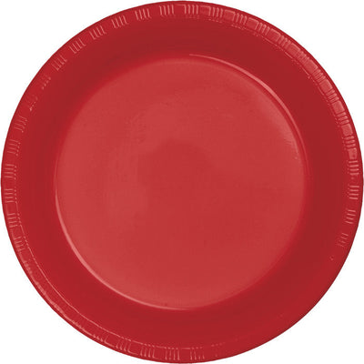 Bulk 240 pc Classic Red 6.75 inch Plastic Dessert Plates - Solid Color Party Tableware by Creative Converting