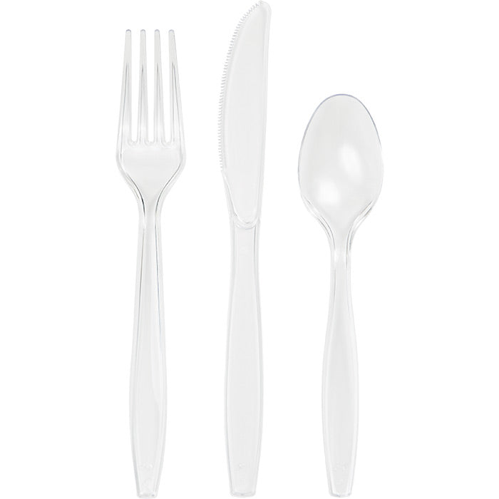 Bulk 288 pc Clear Assorted Plastic Cutlery  - Solid Color Party Tableware by Creative Converting