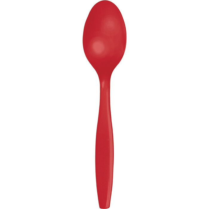 Bulk 288 pc Classic Red Plastic Spoons  - Solid Color Party Tableware by Creative Converting