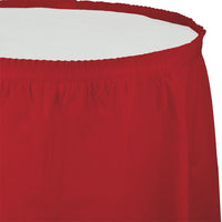 Bulk 6 pc Classic Red Plastic Tableskirt 29 inch x 14 ft - Solid Color Party Tableware by Creative Converting