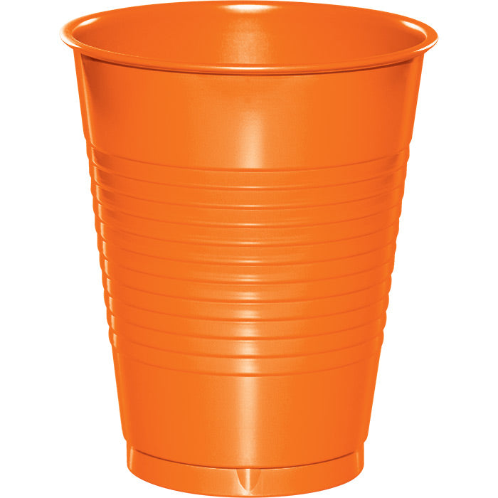 Bulk 240 pc Sunkissed Orange 16 oz Plastic Cups - Solid Color Party Tableware by Creative Converting