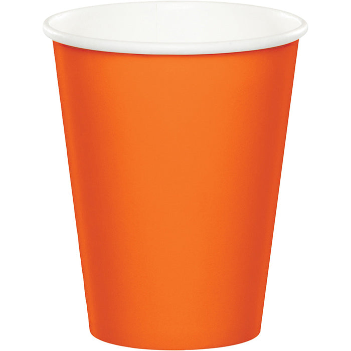 Bulk 96 pc Sunkissed Orange Value Friendly 9 oz Hot & Cold Cups - Solid Color Party Tableware by Creative Converting