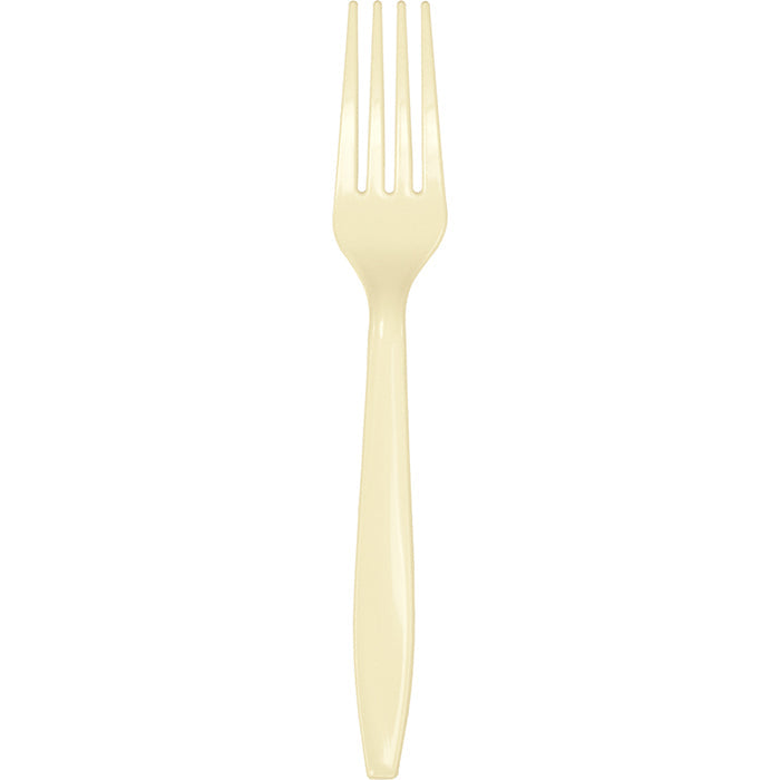 Bulk 288 pc Ivory Plastic Forks  - Solid Color Party Tableware by Creative Converting