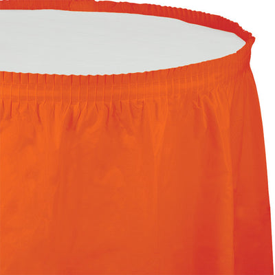 Bulk 6 pc Sunkissed Orange Plastic Tableskirt 29 inch x 14 ft - Solid Color Party Tableware by Creative Converting